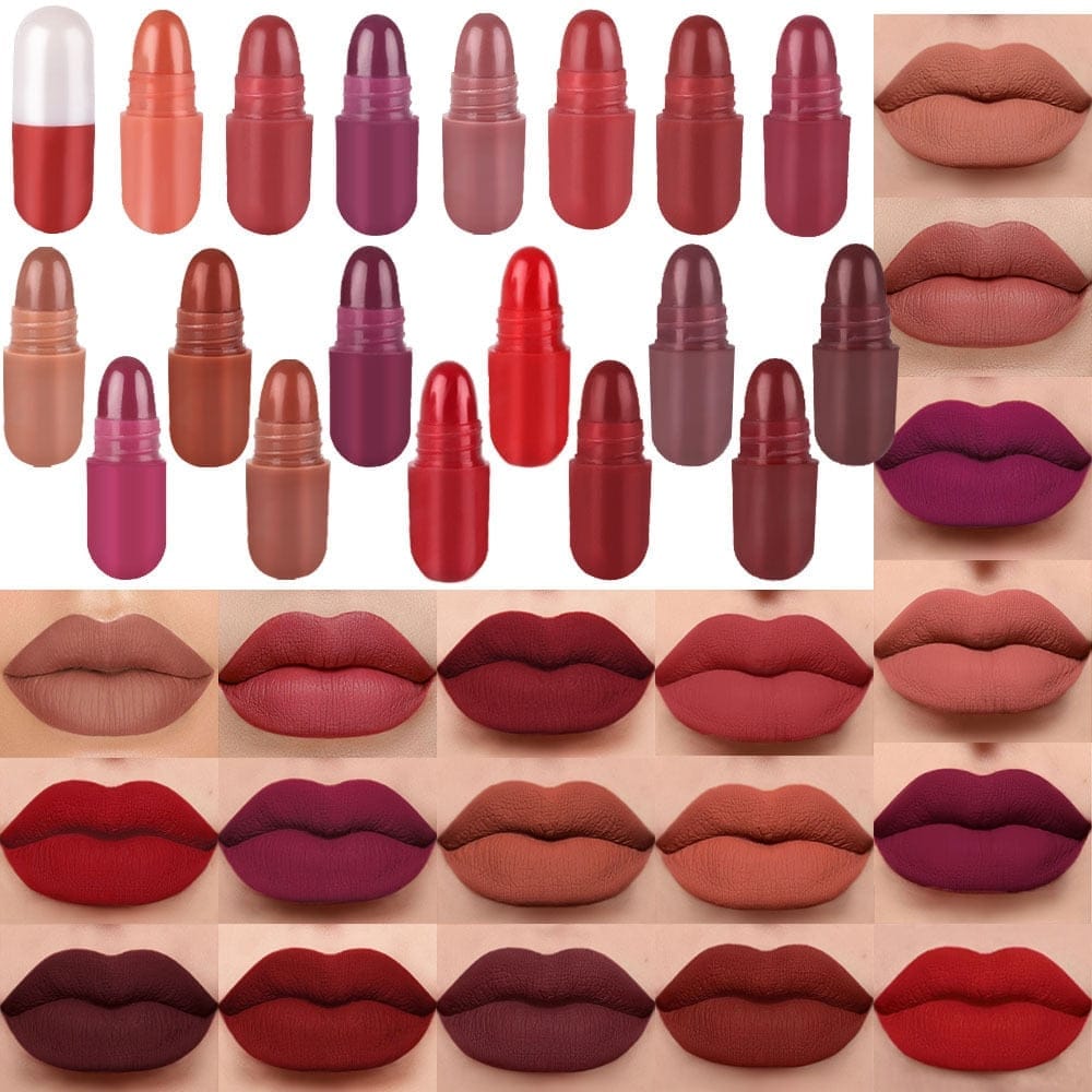 18 Colors Capsule Mini Cute Matte Waterproof Long Lasting Lipstick