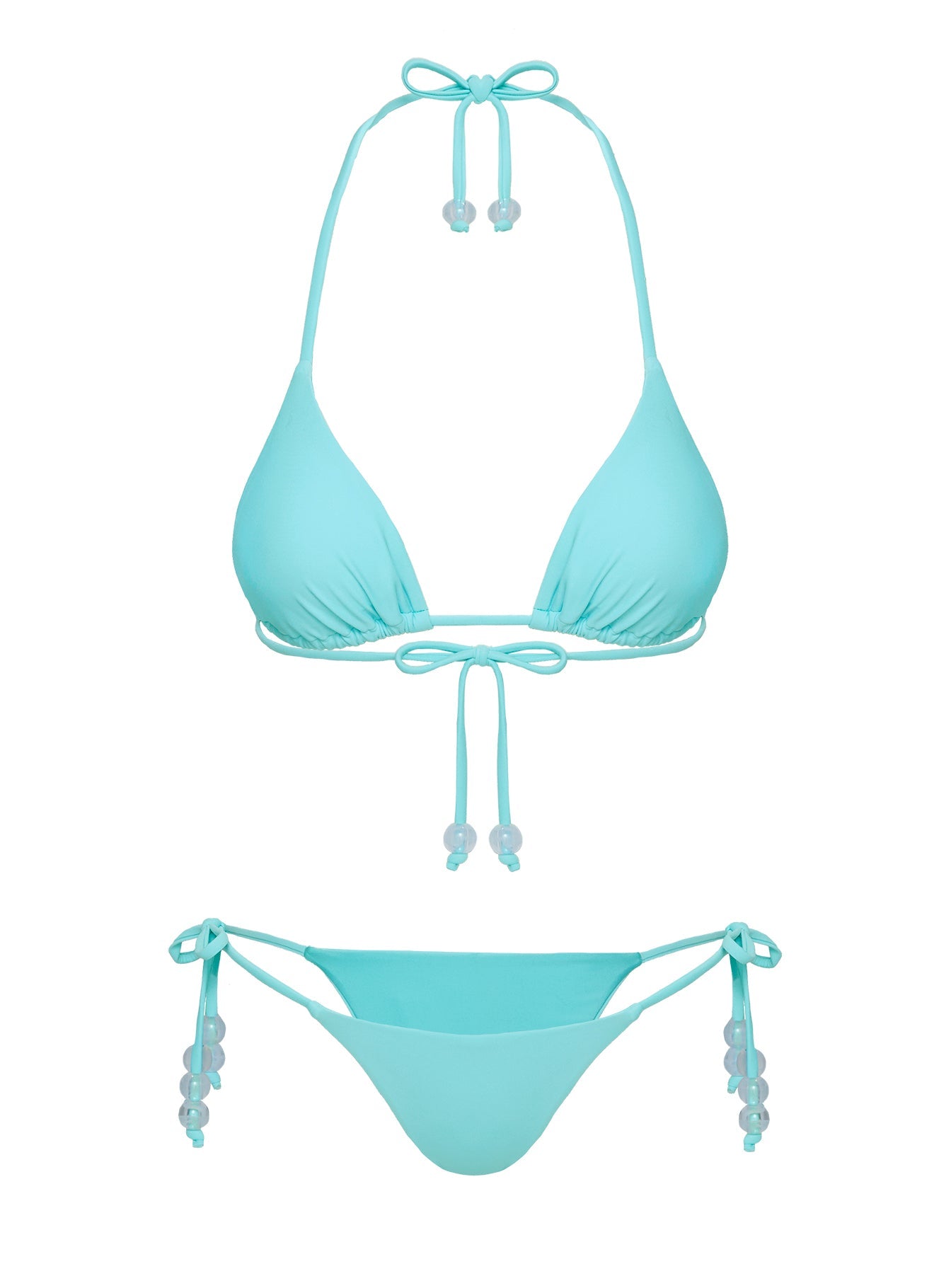 Jenner Tie Side Ruched Bikini Bottom Aqua Blue