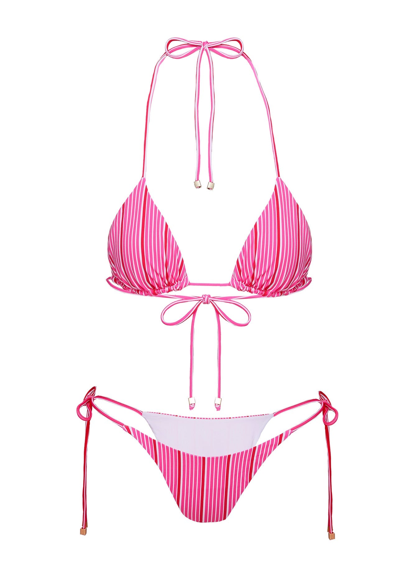 Nevaeh Triangle Bikini Top Pink Stripe