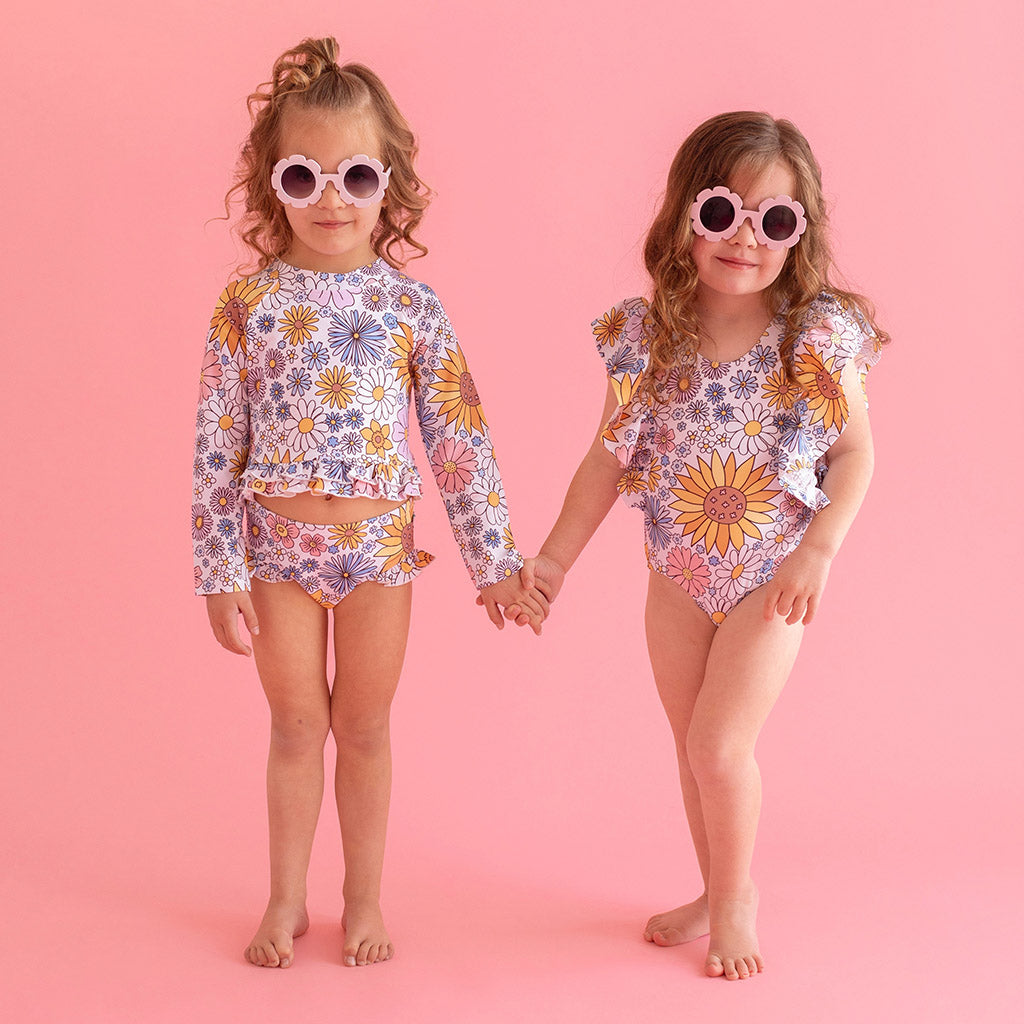 Presley Jane Long Sleeve Rash Guard Ruffled Bummie Set