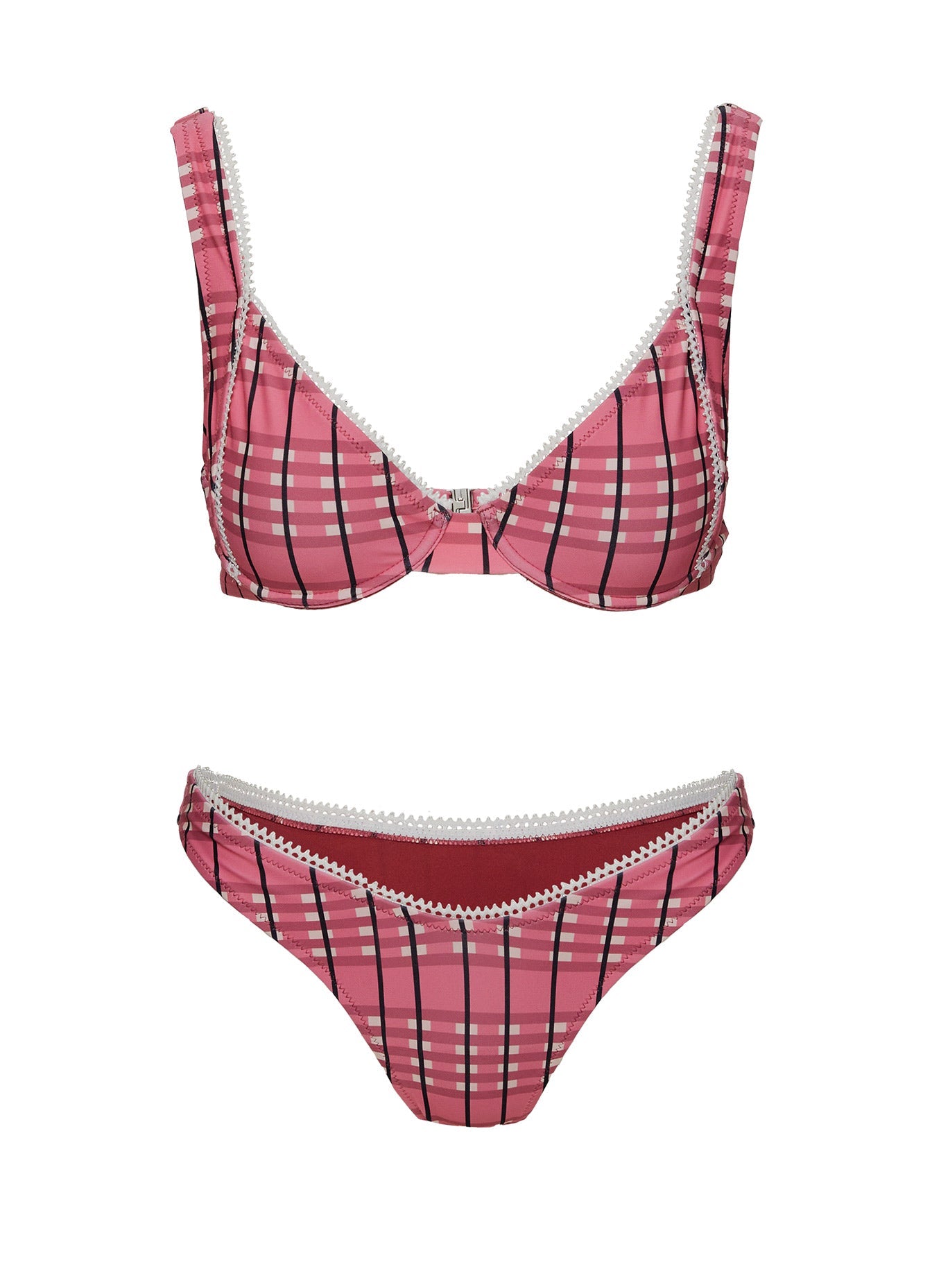 Ellie High Cut Bikini Bottoms Pink Check