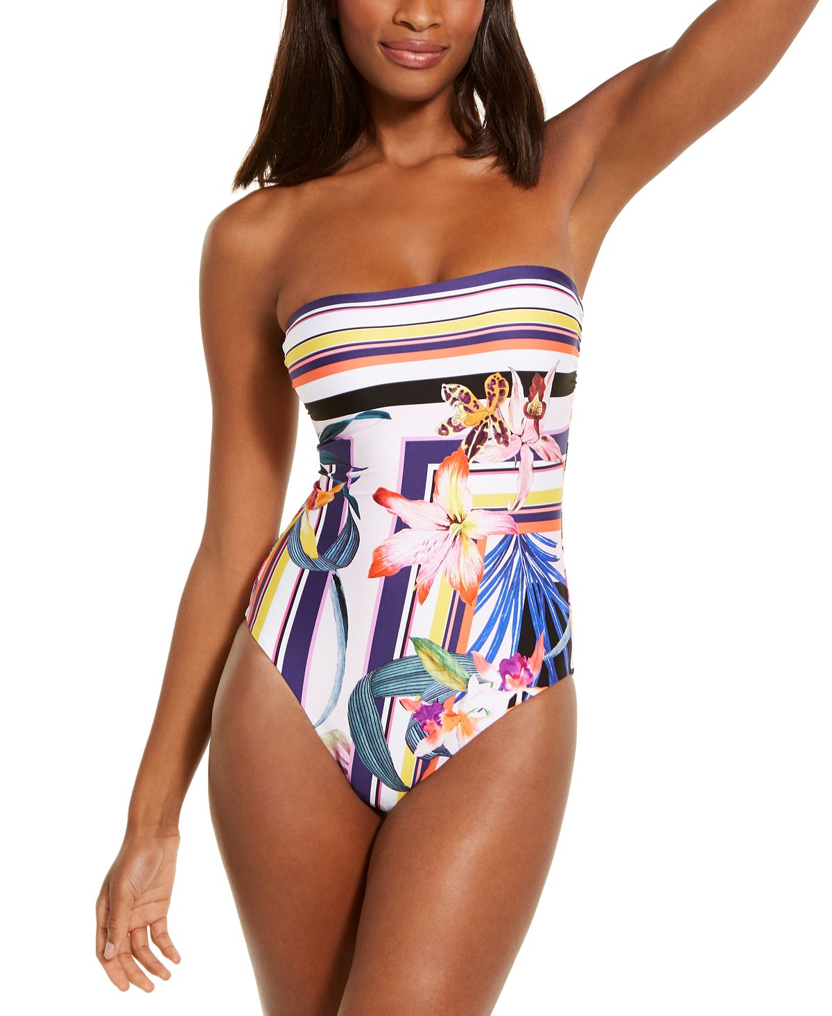 Trina Turk Strapless Floral Print One-piece Swimsuit Multi