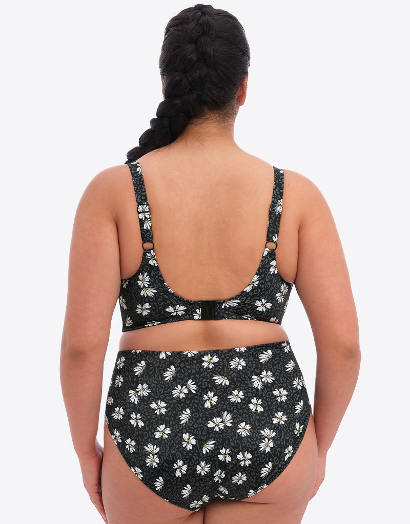 Elomi Plain Sailing Plunge Bikini Top Black Daisy