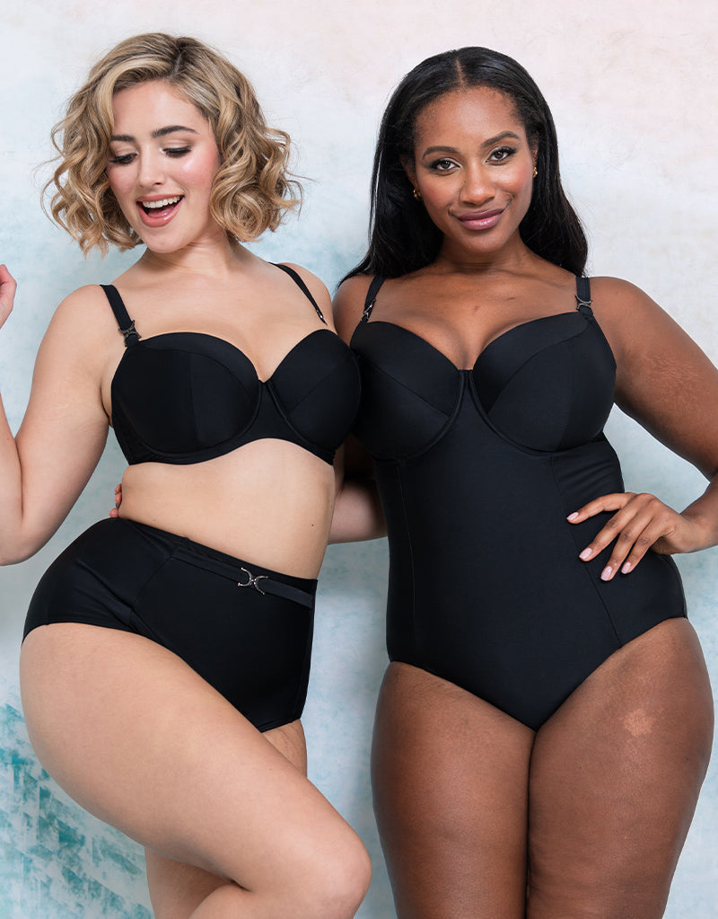 Flirtelle Verona Beach Padded Balcony Bikini Top Black