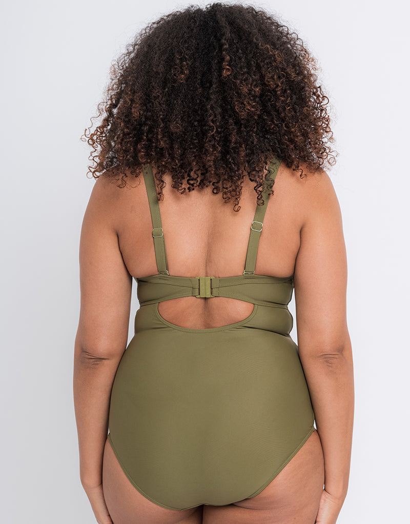 Curvy Kate Retro Sun Padded Plunge Swimsuit Olive