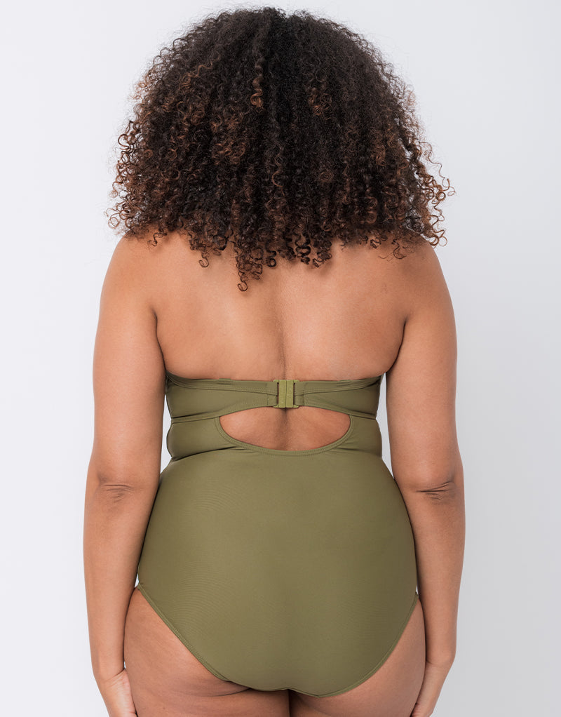 Curvy Kate Retro Sun Padded Plunge Swimsuit Olive