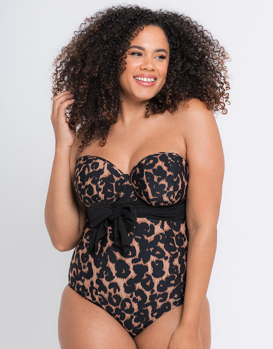 Curvy Kate Wrapsody Bandeau Swimsuit Leopard Print