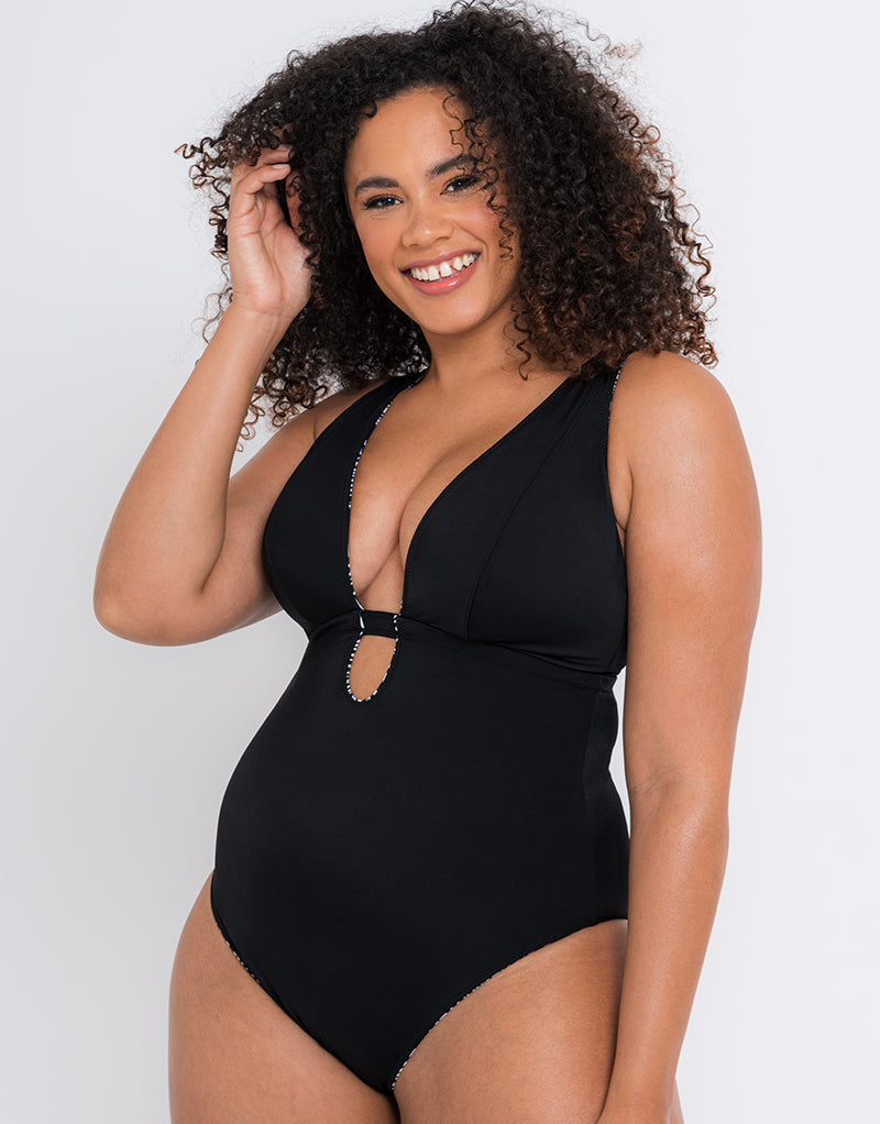 Curvy Kate Sundown Reversible Non-Wired Swimsuit Black Print