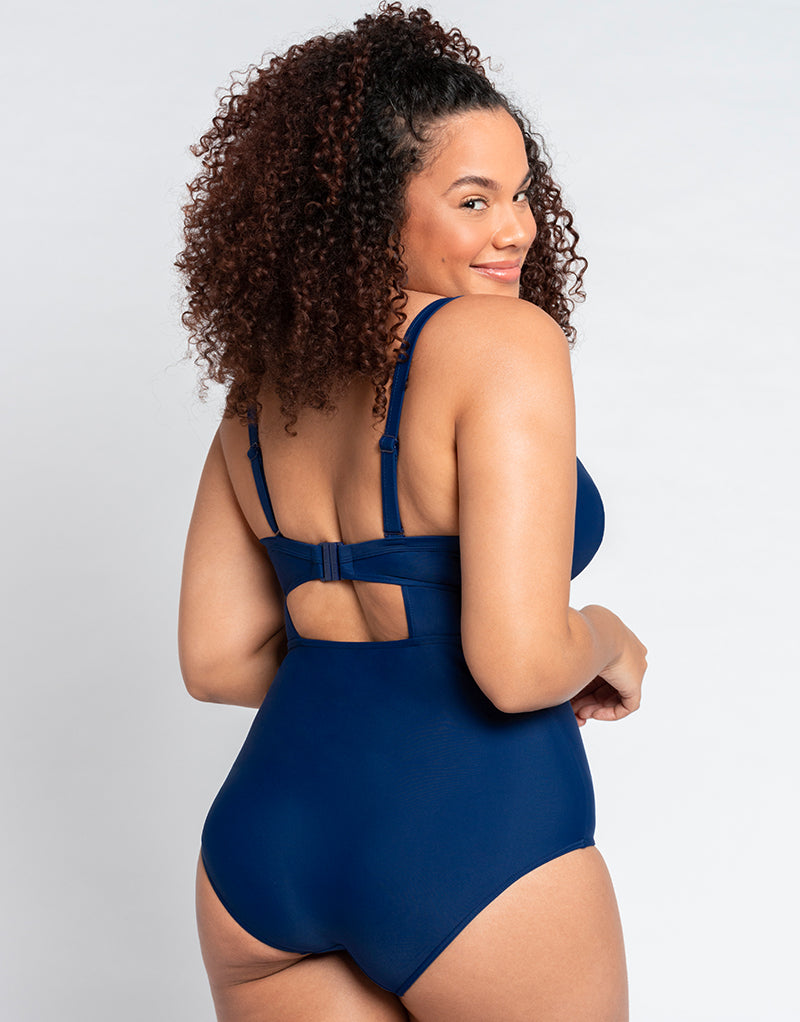 Curvy Kate Retro Sun Padded Plunge Swimsuit Navy