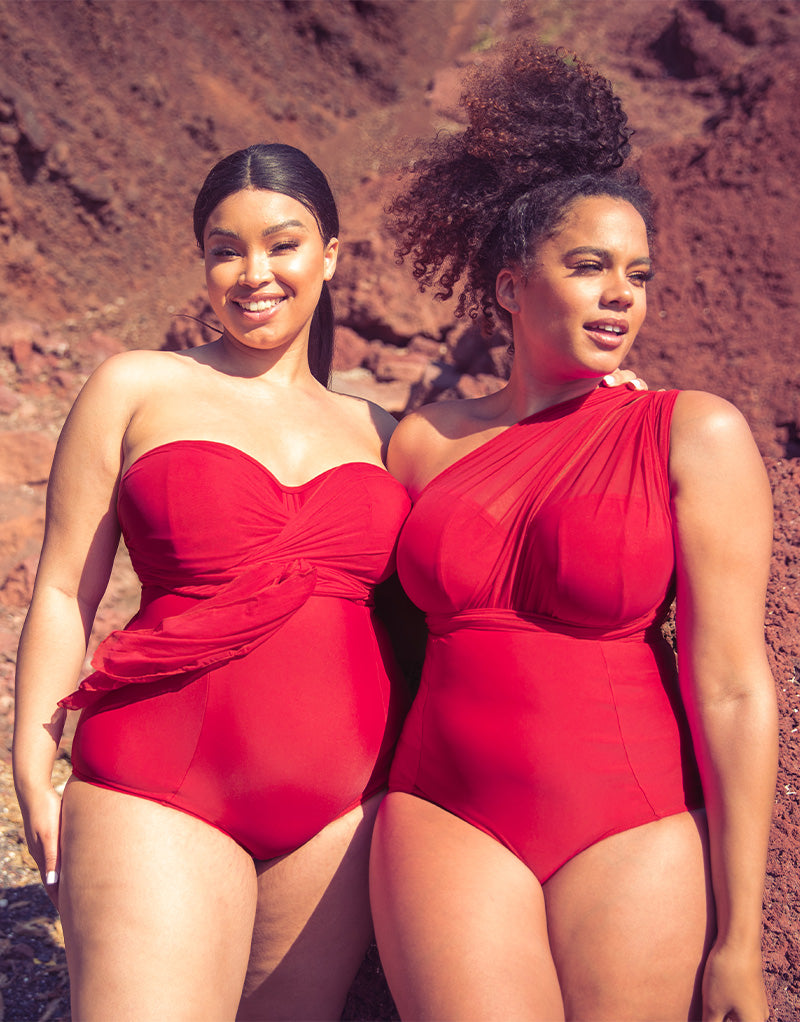 Curvy Kate Wrapsody Bandeau Swimsuit Red