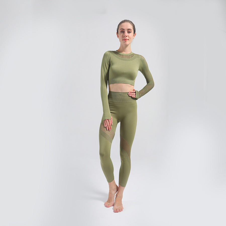 Hollow Seamless Mesh Stretch Yoga Suit