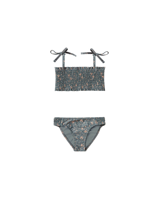 Rylee + Cru Smocked Bikini | Dark Floral