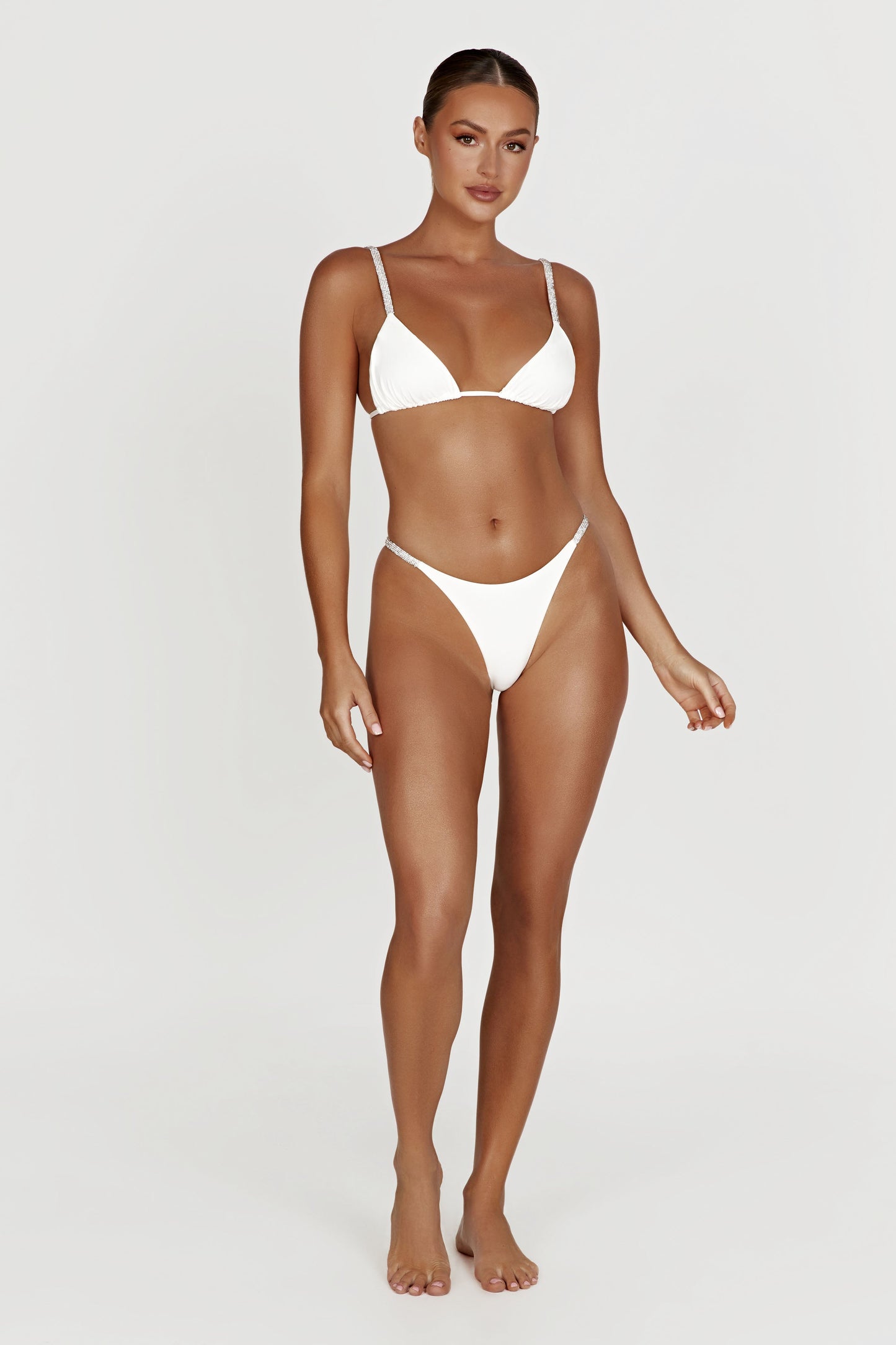 Finley Diamante Band Recycled Bikini Top - White