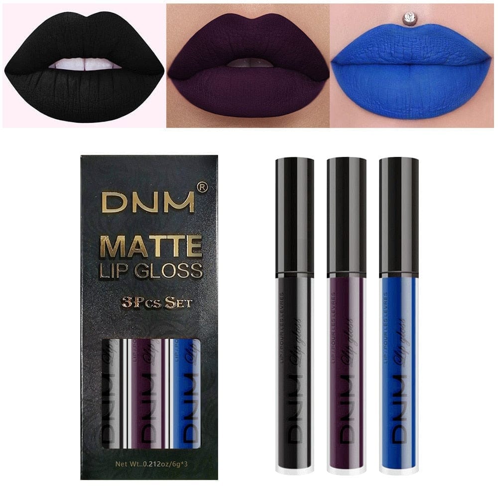 3 Colors/set Matte Velvet Lip Gloss Non-Stick Cup Waterproof Lipstick