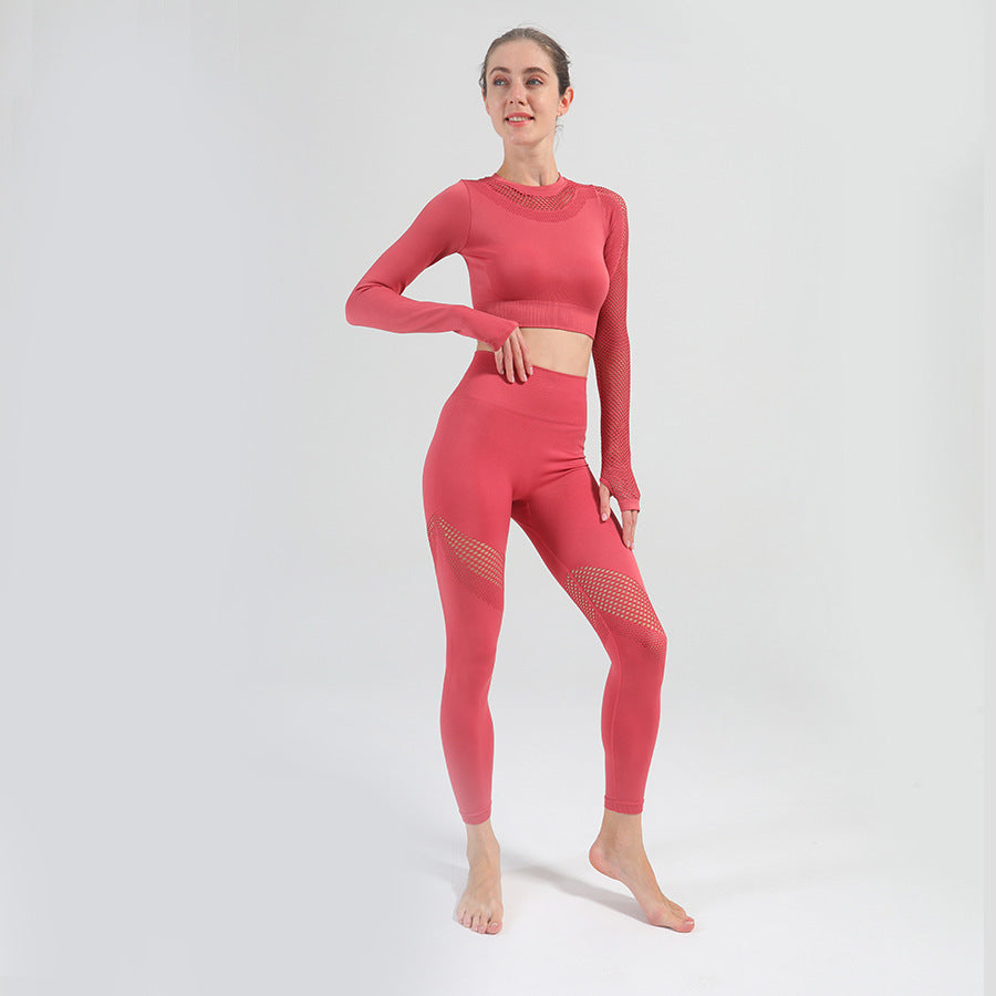 Hollow Seamless Mesh Stretch Yoga Suit