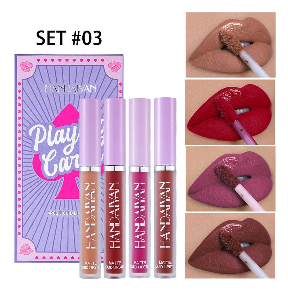 4Pcs/Set Playing Card Velvet Matte Lipstick