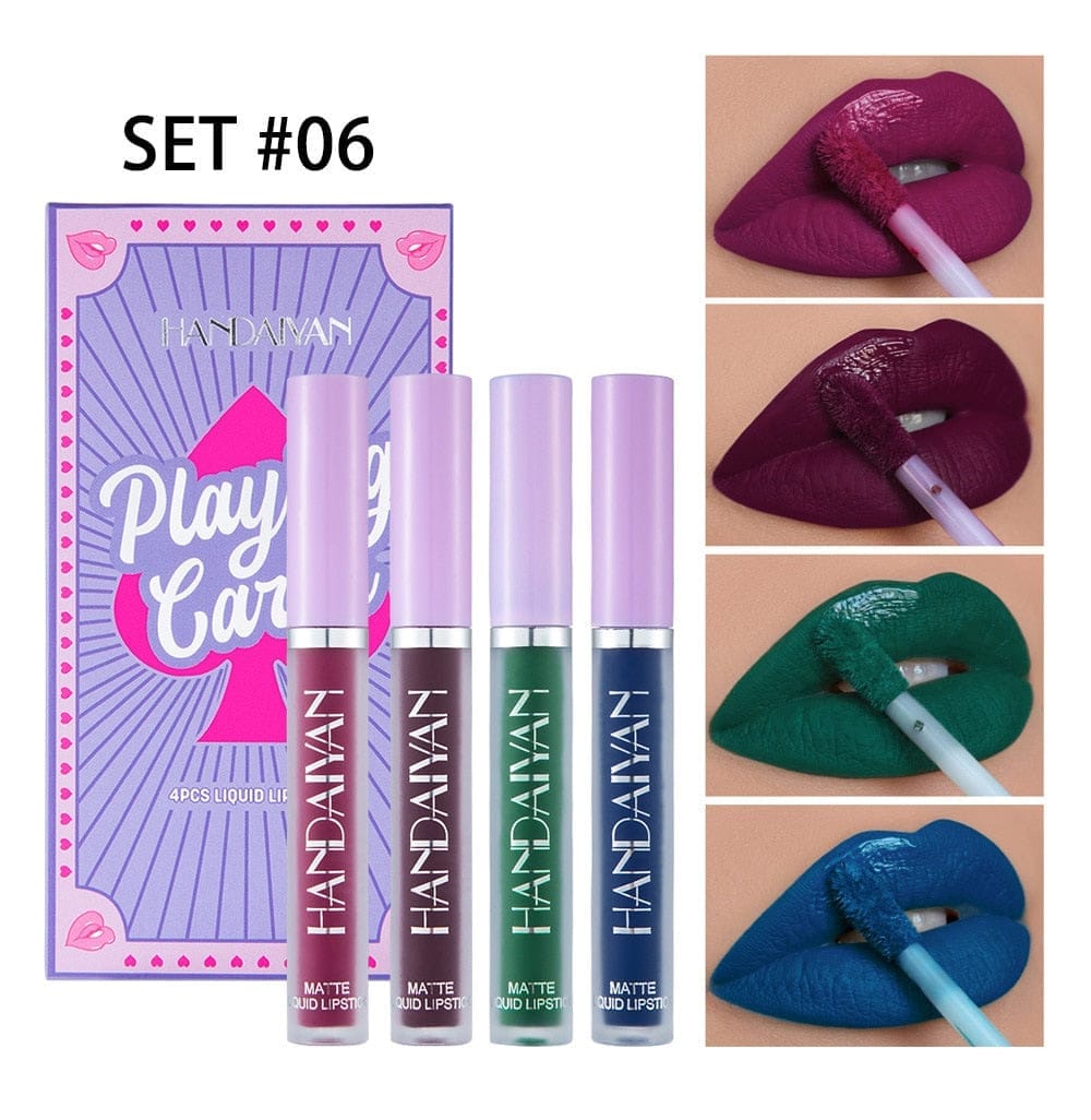4Pcs/Set Playing Card Velvet Matte Lipstick
