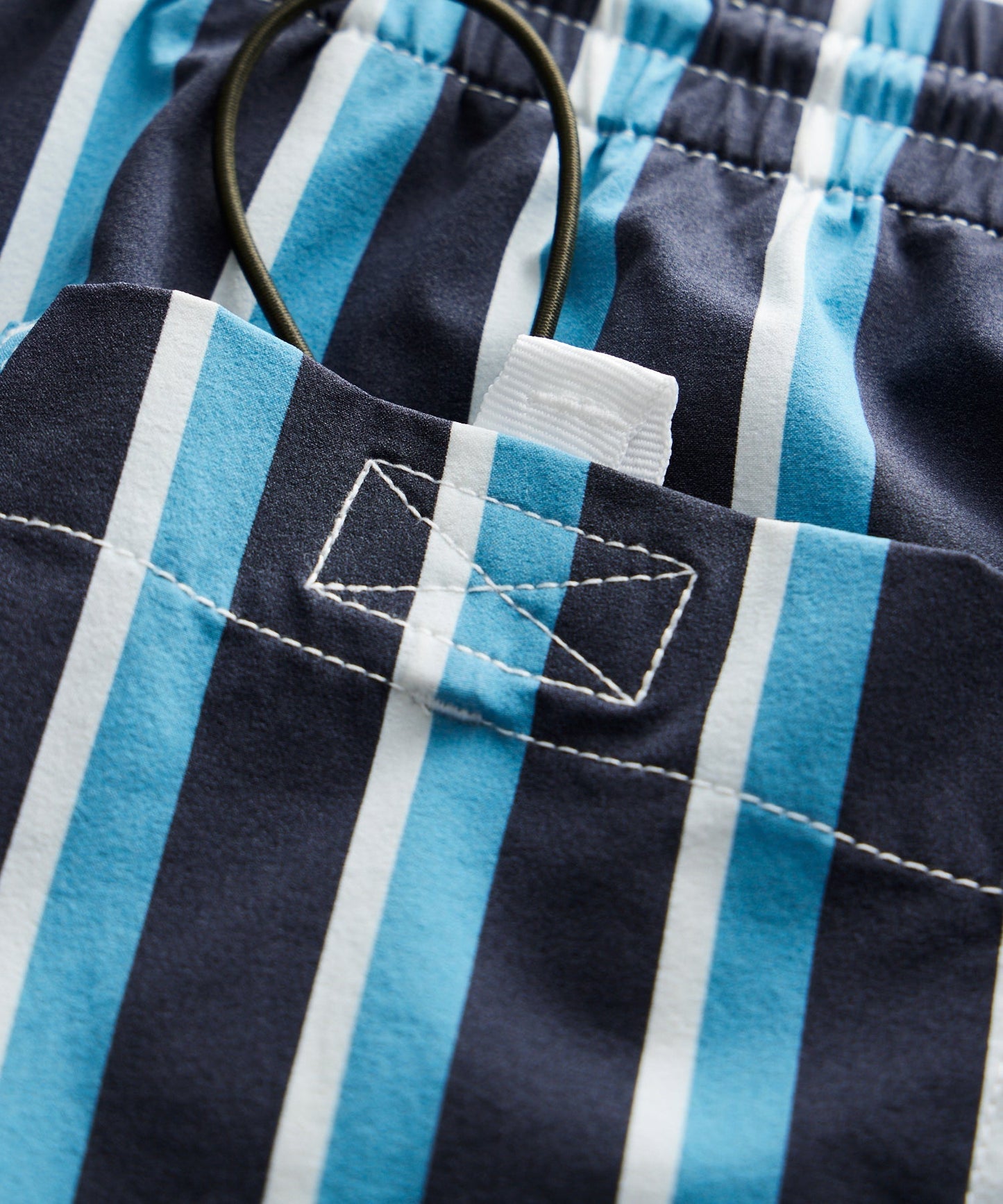 5" Montauk Swim Short in Navy Bold Stripe