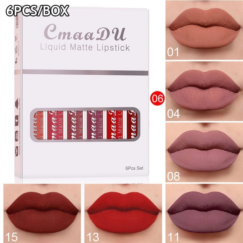 6 Pieces Lip Gloss Stain Long Lasting Liquid Lipstick Fashion Makeup