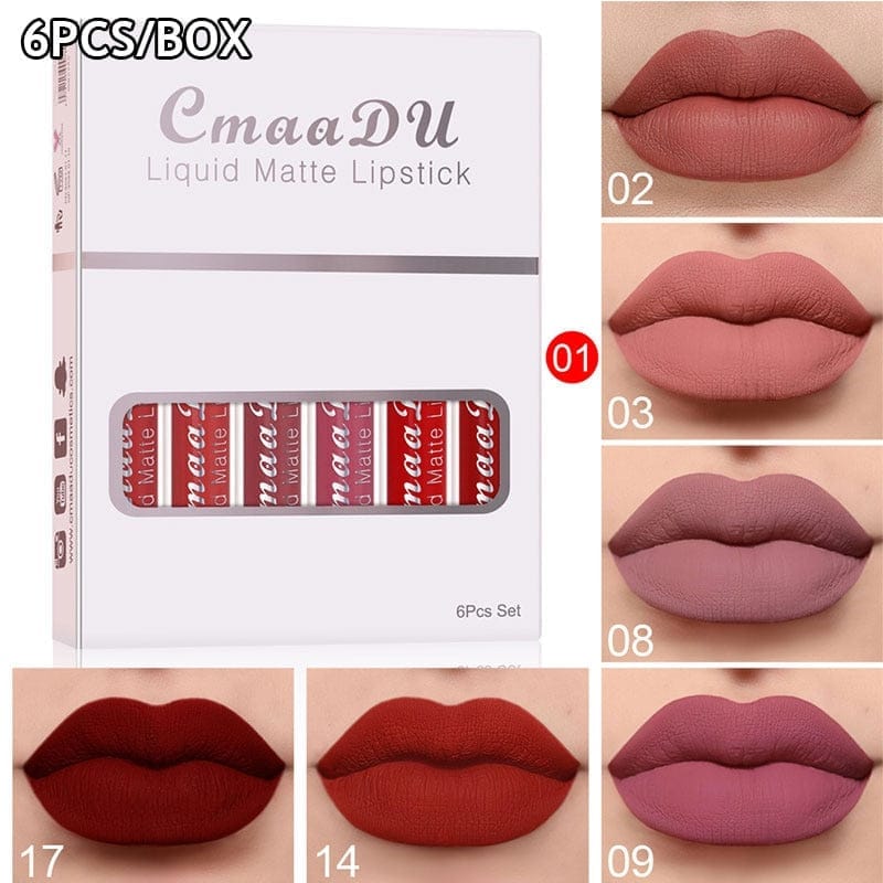 6 Pieces Lip Gloss Stain Long Lasting Liquid Lipstick Fashion Makeup