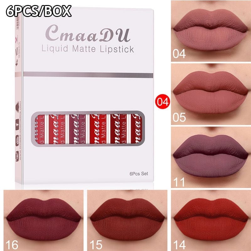6 Pieces Lip Gloss Stain Long Lasting Liquid Lipstick Fashion Makeup