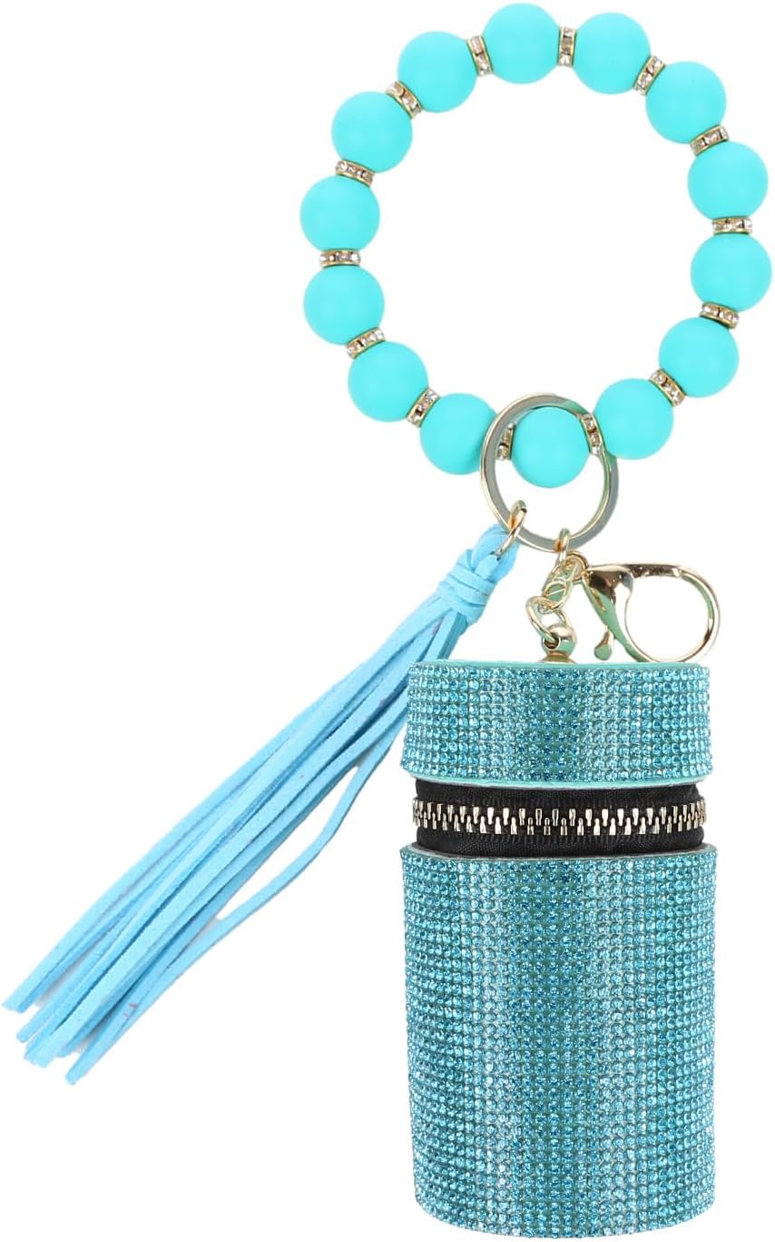 Lipstick Case Keychain, Leather Diamond Lip Gloss Holder, Stylish Travel Lipstick Organizer, Makeup Storage Case for Purse Perfume Fingernail Polish