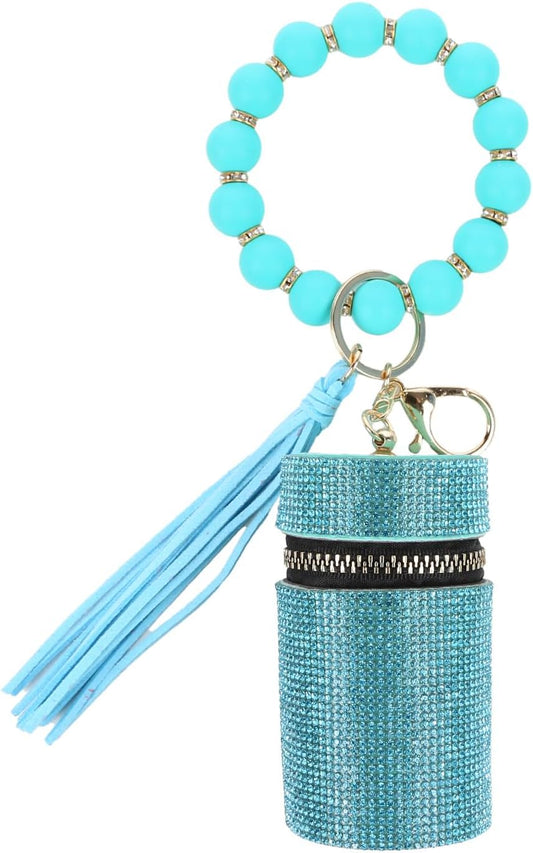 Lipstick Case Keychain, Leather Diamond Lip Gloss Holder, Stylish Travel Lipstick Organizer, Makeup Storage Case for Purse Perfume Fingernail Polish