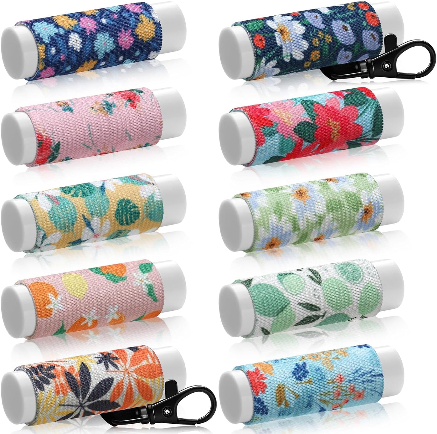 10 Pack Lip Balm Holder Keychain Compact Clip On lipstick Holder Lip Gloss Holder Keychain Elastic lipstick Sleeve Clip