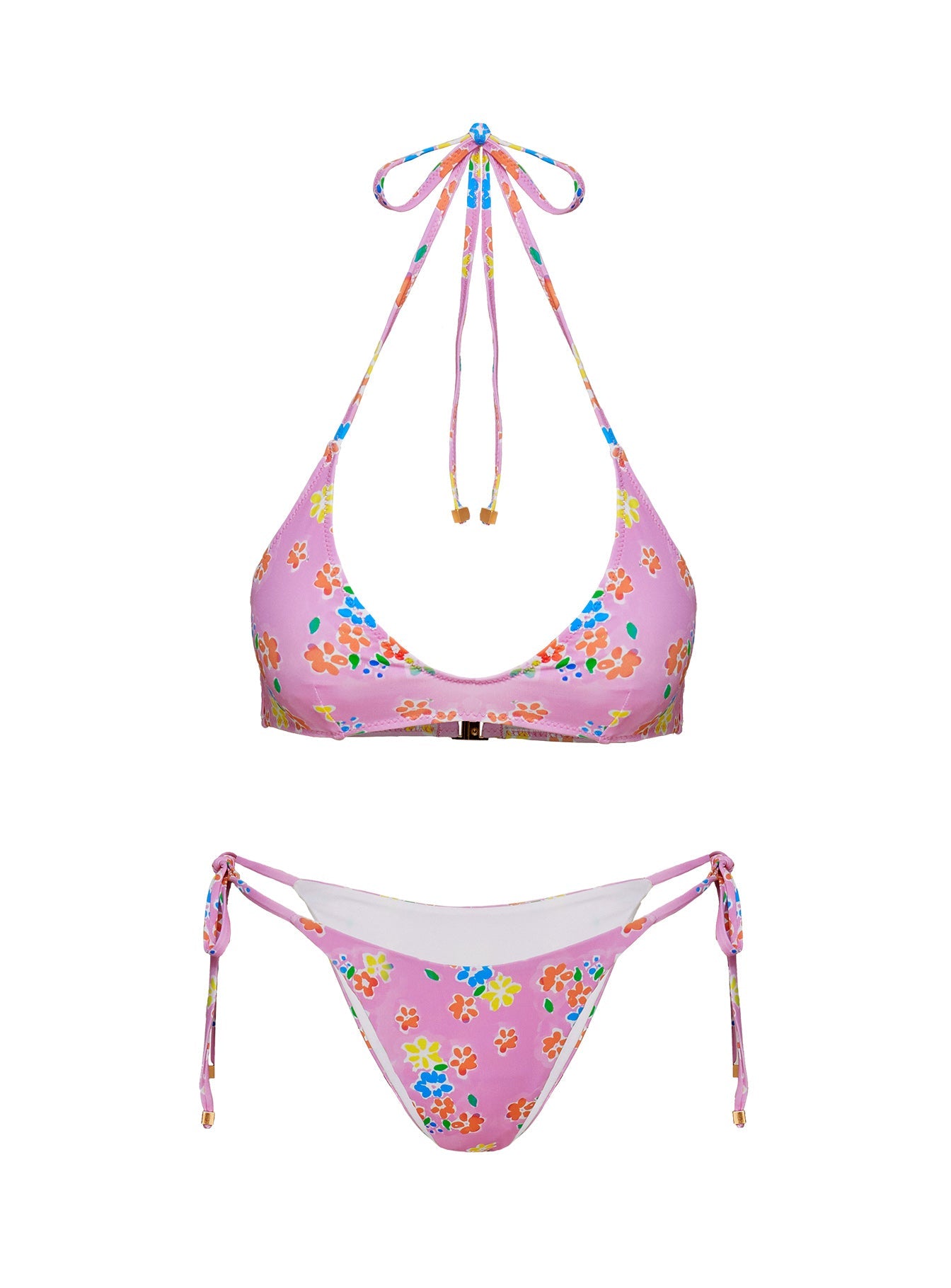 Glora Tie Side Bikini Bottom Pink Floral