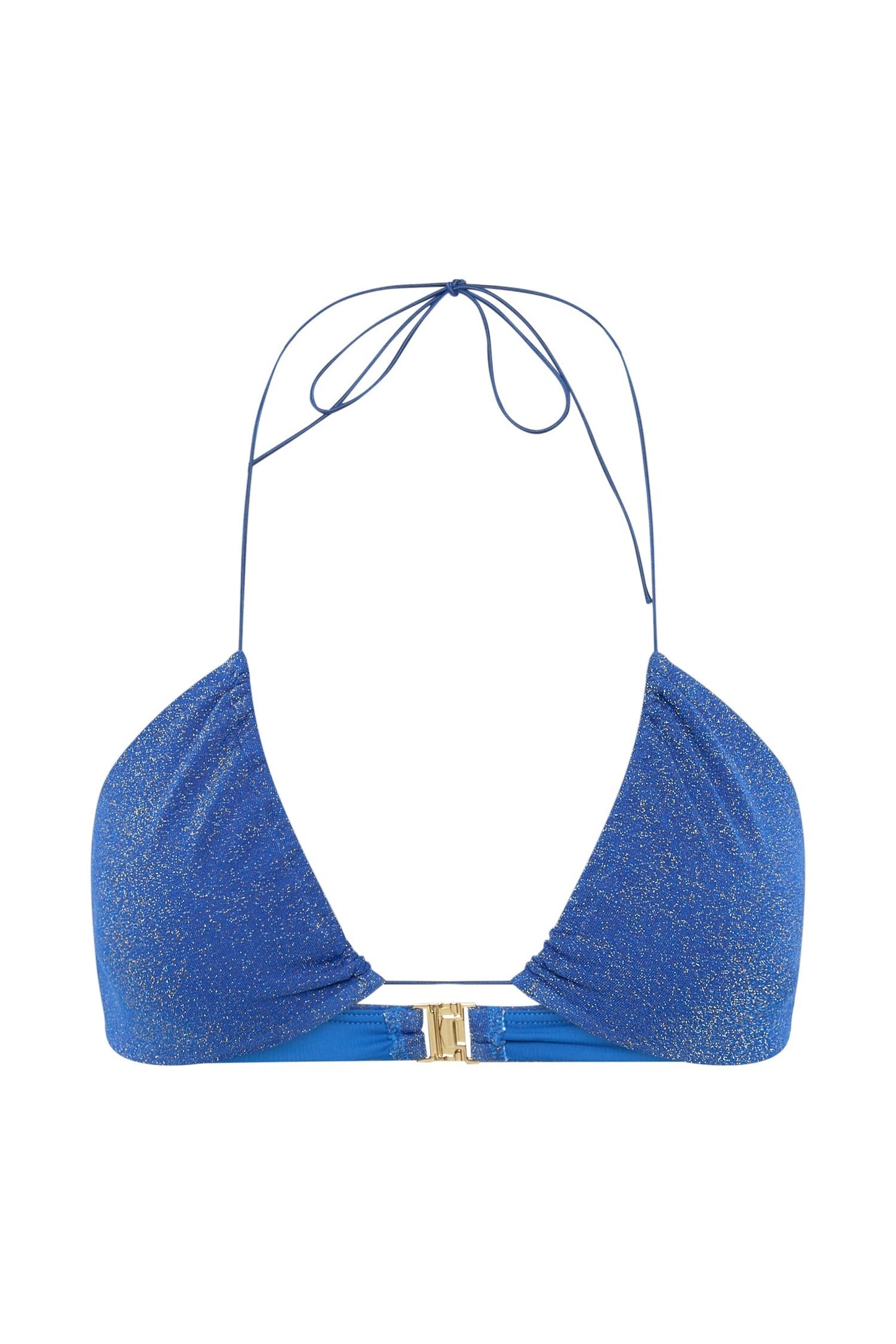Willow Ruched Drawstring Bikini Top - Cobalt Sparkle