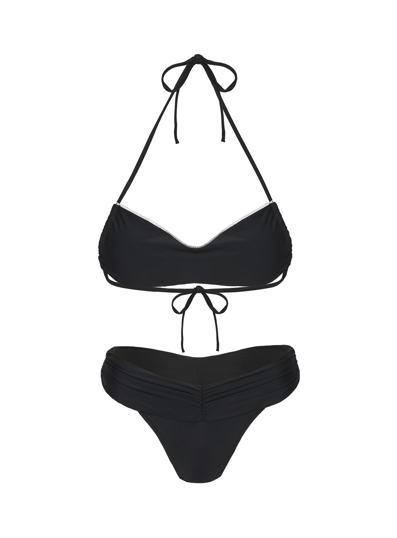 Pool Side High Cut Bikini Bottoms Black
