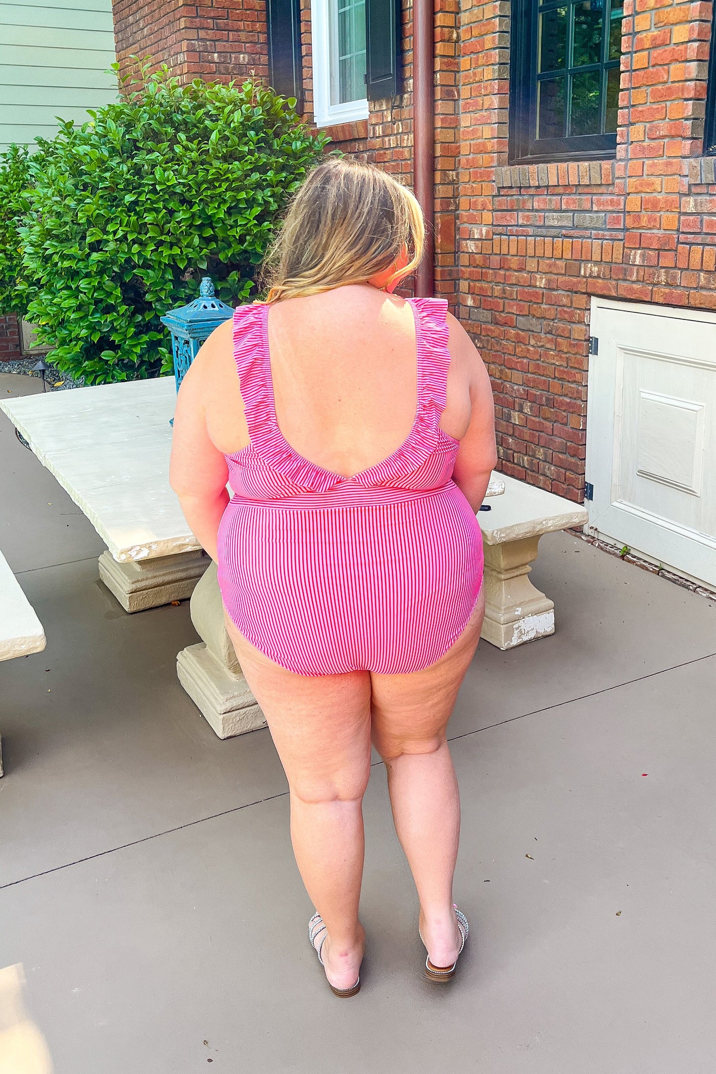 Coast Is Clear Stripe One Piece Swimsuit, Pink/Red