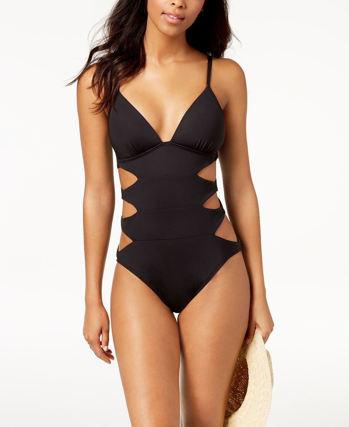 Kenneth Cole Cut-out Tummy-control One-piece Swimsuit Black