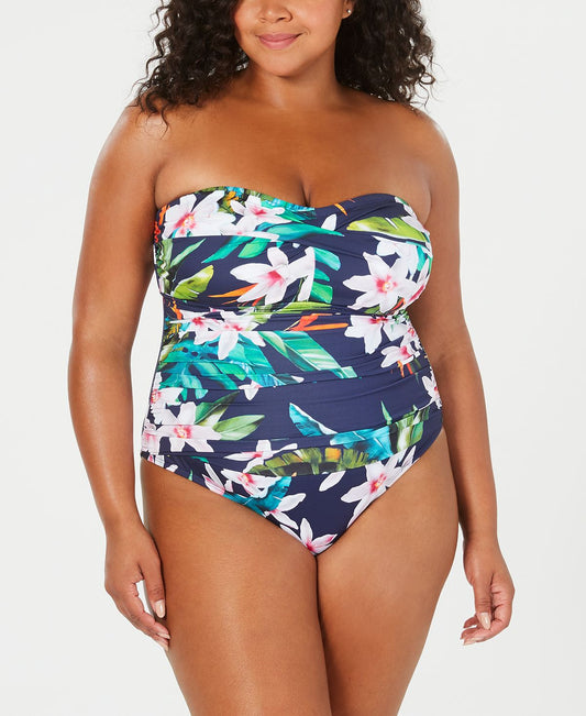 Lauren Ralph Lauren Plus Watercolor Tropical Printed Underwire One-piece Swimsuit Watercolor Tropical Floral
