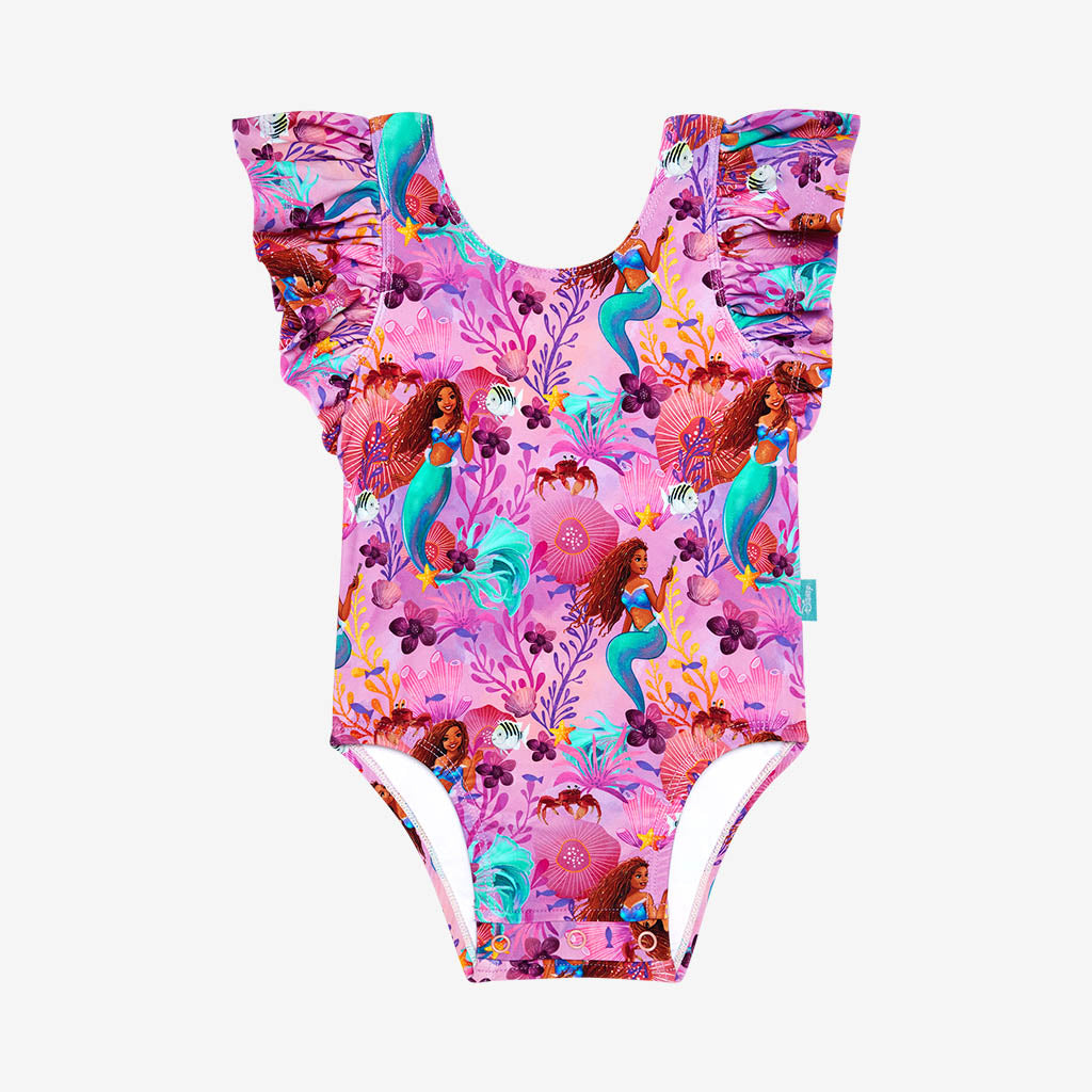 Disney's The Little Mermaid Ariel Ruffled Cap Sleeve One Piece Swimsuit