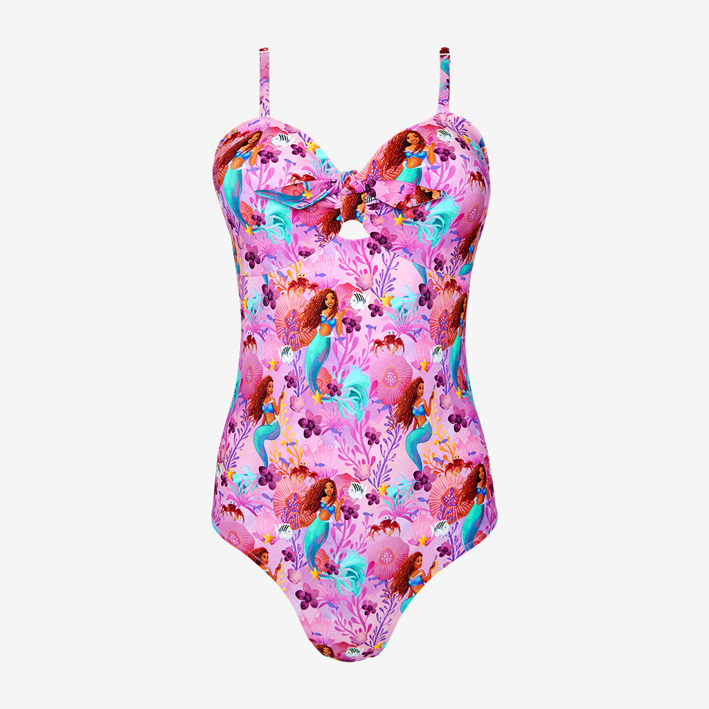 Disney's The Little Mermaid Ariel Women's Knot Front One Piece Swimsuit