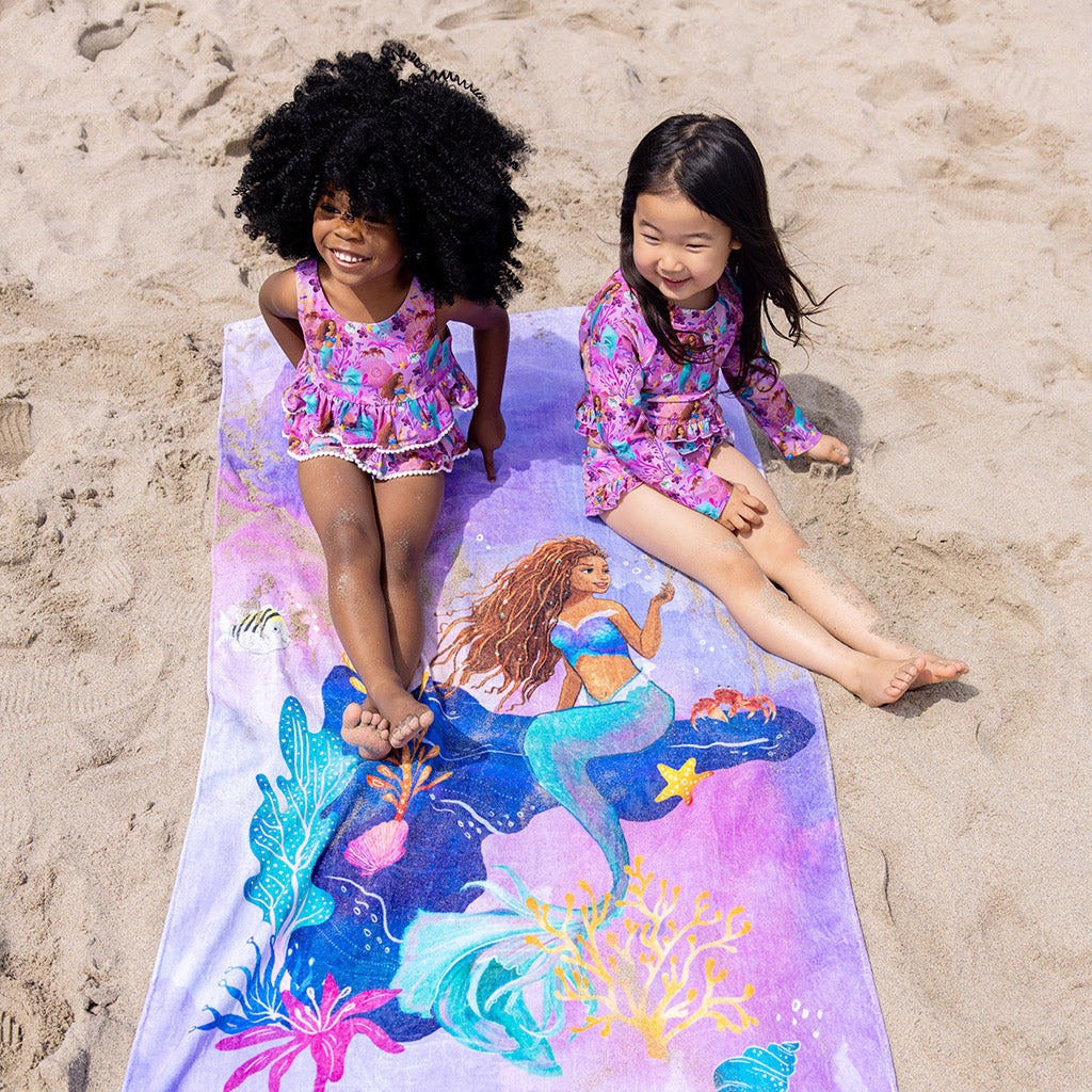 Disney's The Little Mermaid Ariel Long Sleeve Rash Guard Ruffled Bummie Set