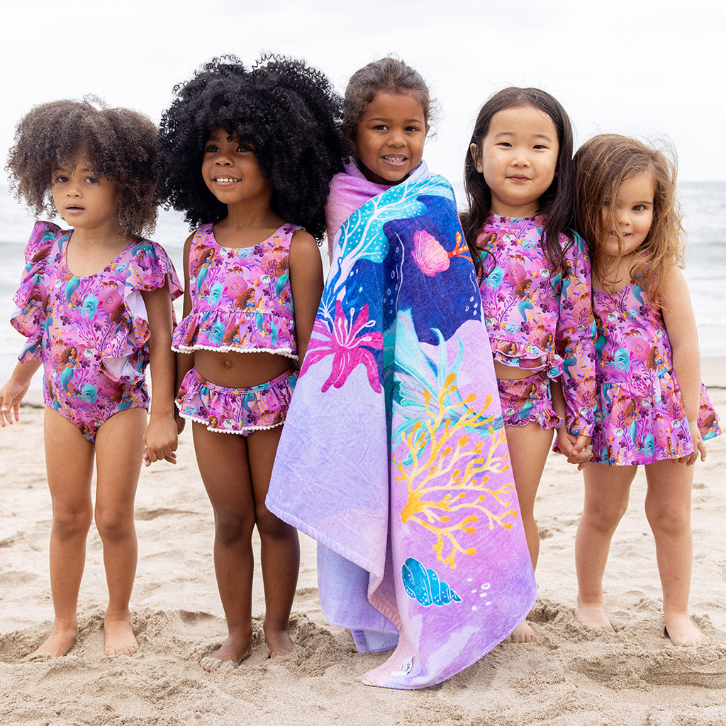 Disney's The Little Mermaid Ariel Long Sleeve Rash Guard Ruffled Bummie Set