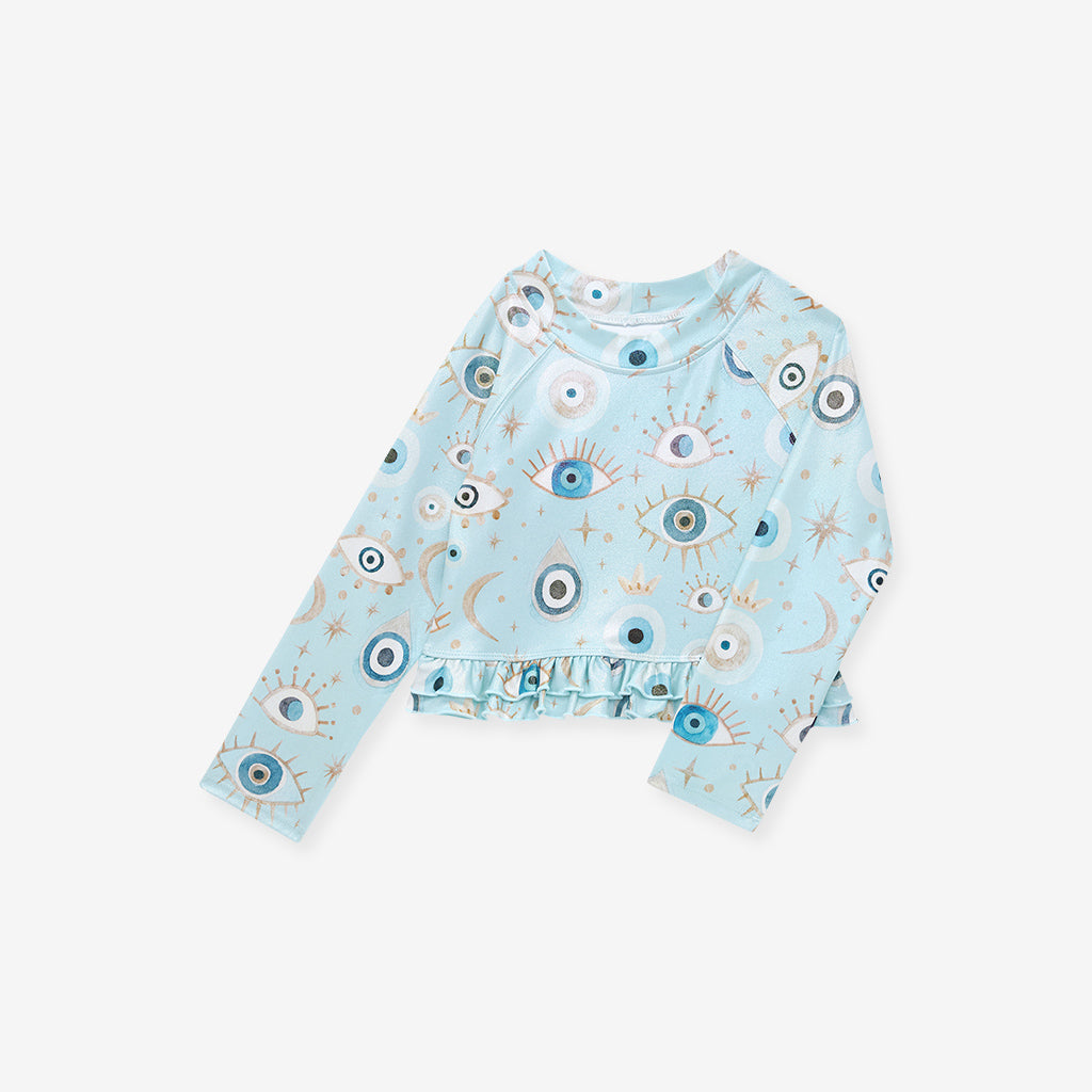 Celestial Fiona Long Sleeve Rash Guard Ruffled Bummie Set