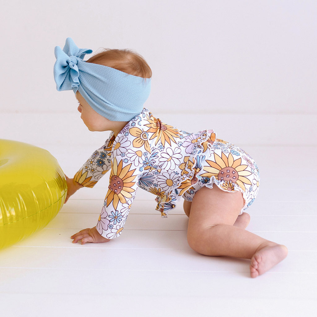 Presley Jane Long Sleeve Rash Guard Ruffled Bummie Set