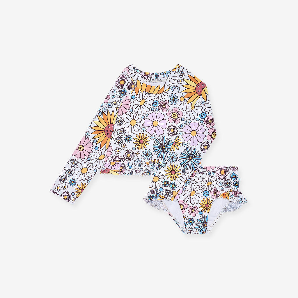 Presley Jane Long Sleeve Rash Guard Ruffled Bummie Set