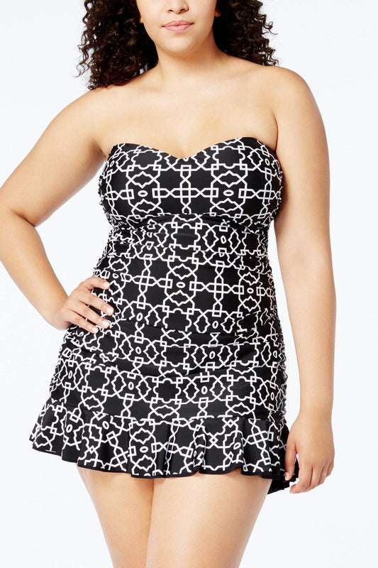 Profile By Gottex PLUS Black Casablanca Tummy-Control Convertible Swimdress