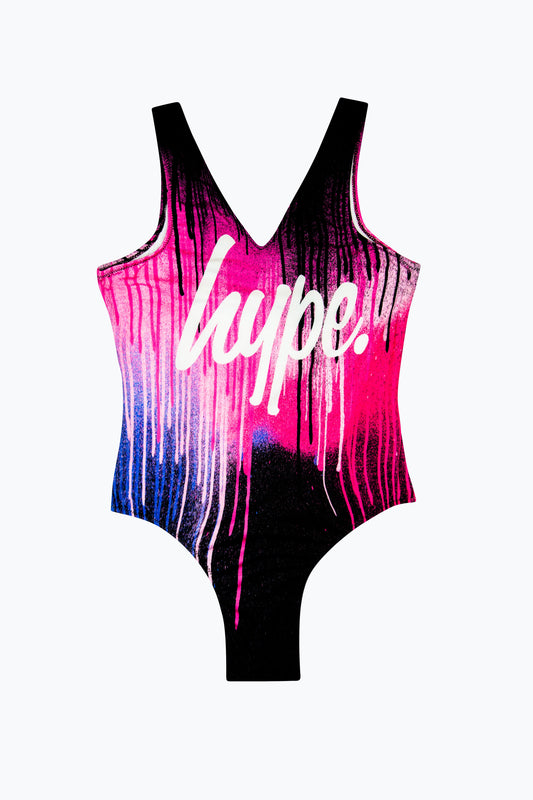 HYPE GIRLS MULTI PINK DRIPS SWIMSUIT