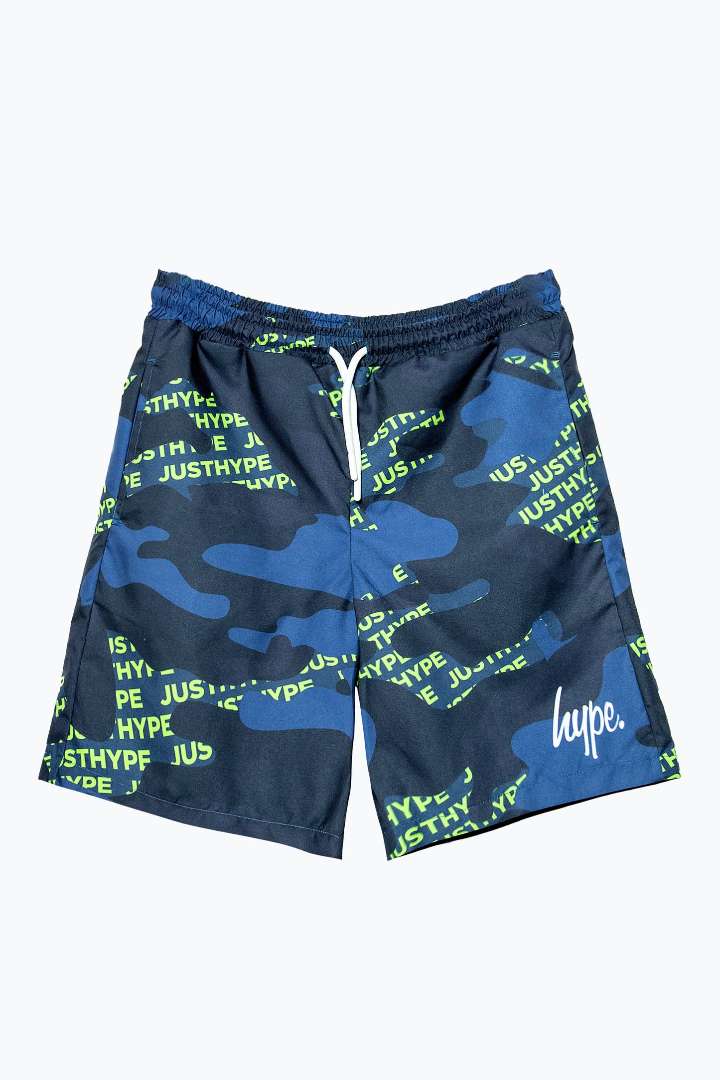 HYPE BOYS MULTI NAVY CAMO BLOCK LOGO SWIM SHORTS