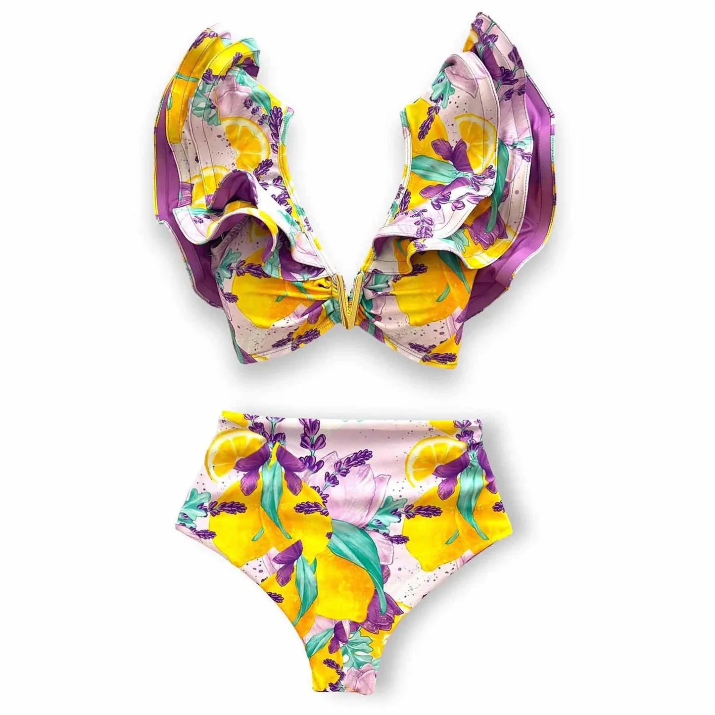 Two-Pieces Women Floral 2024 Push-Up Padded Bra Ruffles Bandage Bikini Set Swimsuit Swimwear Bathing Suit Beachwear Biquini ShopOnlyDeal