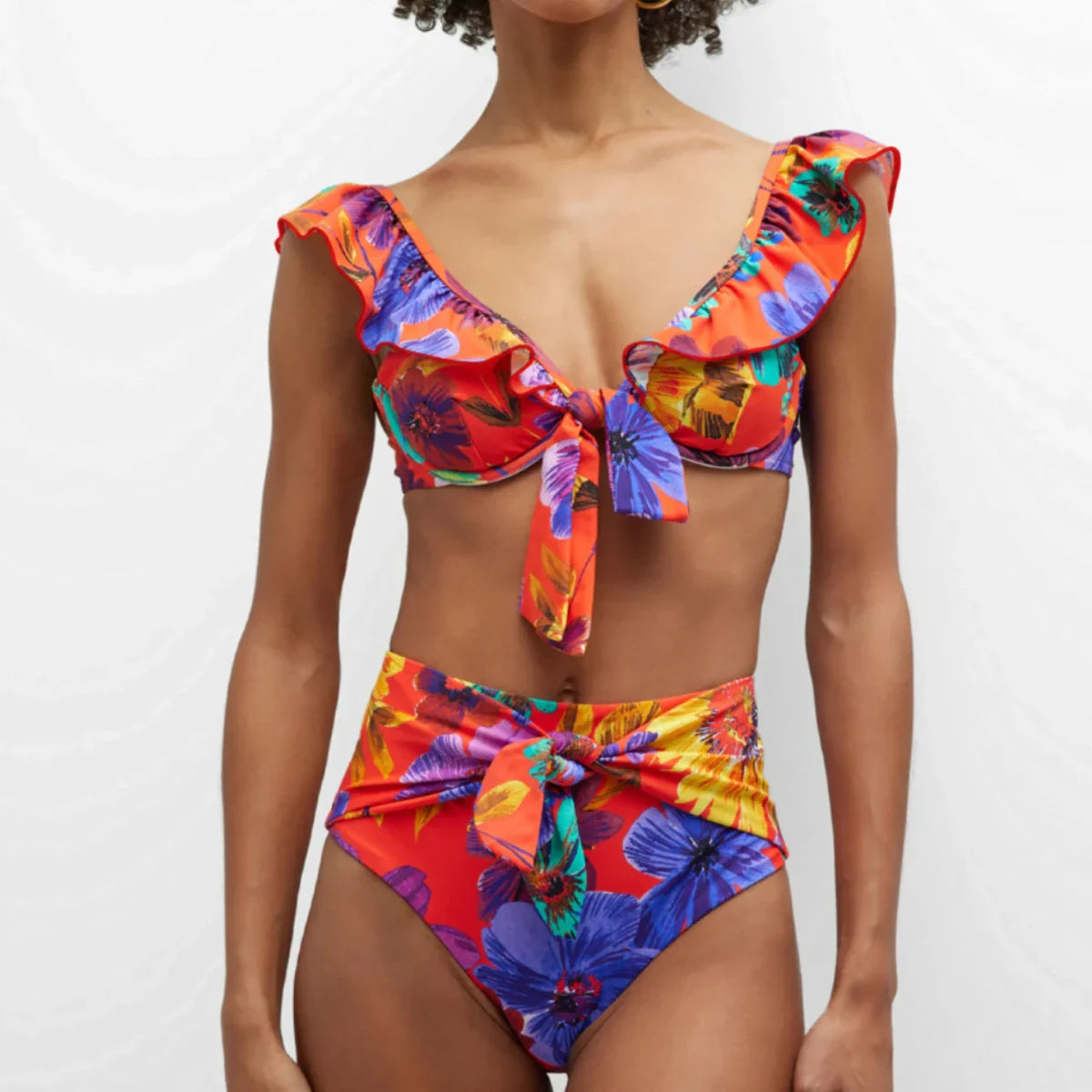 Two-Pieces Women Floral 2024 Push-Up Padded Bra Ruffles Bandage Bikini Set Swimsuit Swimwear Bathing Suit Beachwear Biquini ShopOnlyDeal