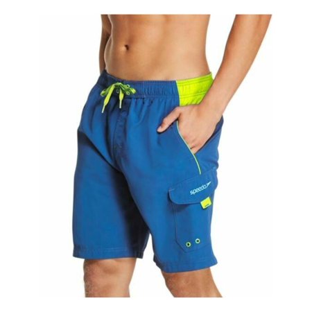 Speedo SPEEDO Mens Blue Drawstring Lined Color Block Shorts S Blue