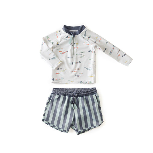 Swim Rash Guard & Short Swimwear Pehr Saltwater 0 - 6 mos.