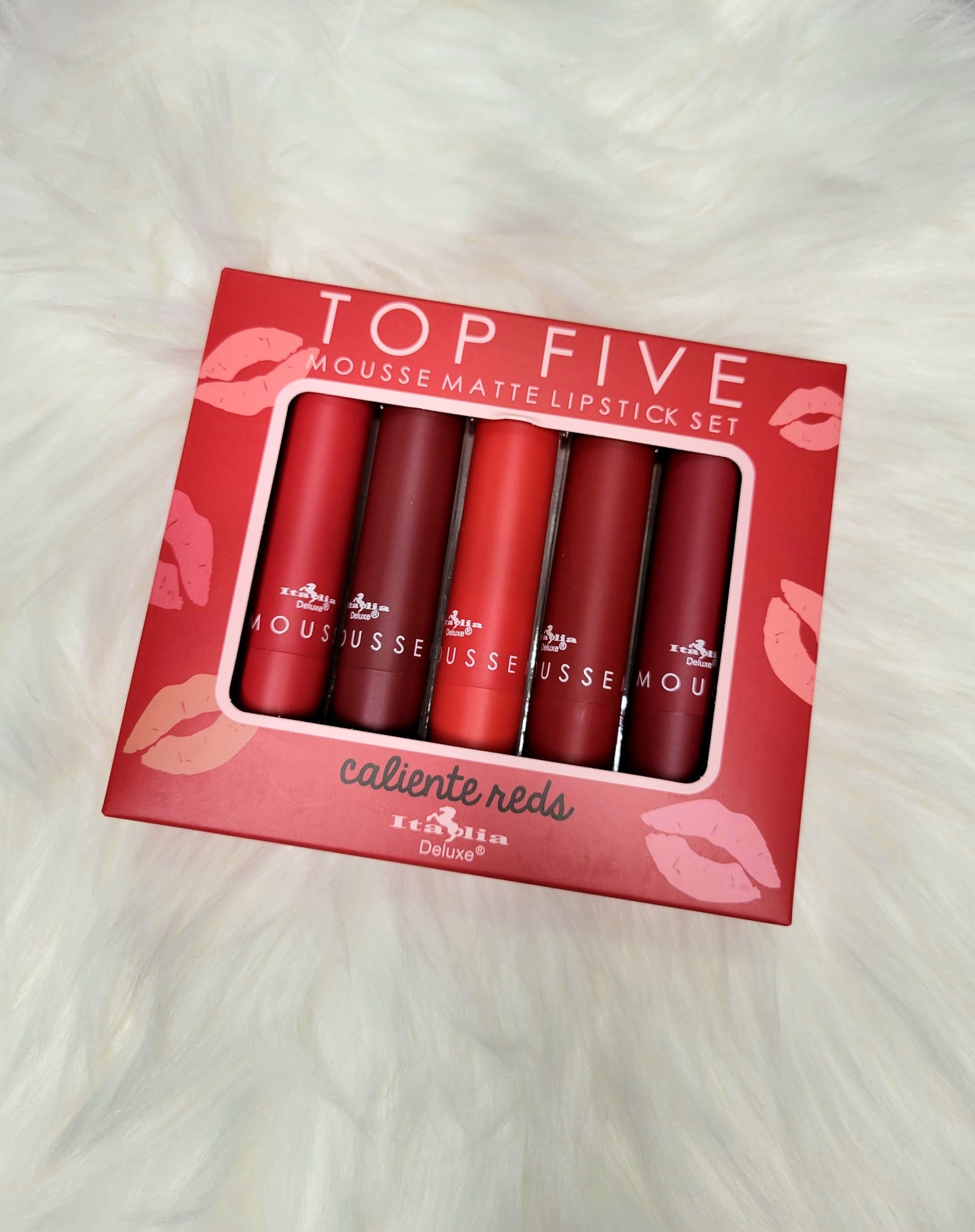 Top Five Mousse Matte Lipstick Set - Caliente red
