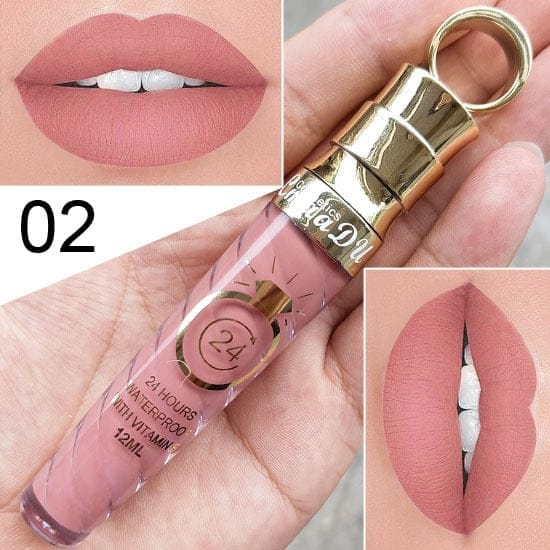 Waterproof Long Lasting Matte+Shimmer Nude Glitter Lip Gloss BENNYS